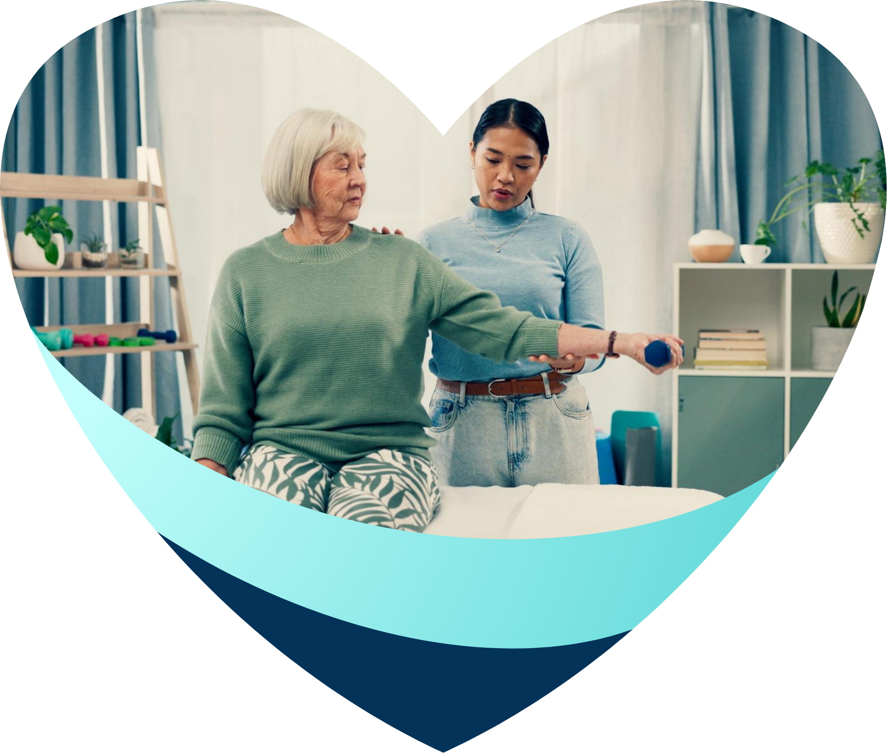 A Harbor caregiver supporting a resident through therapy