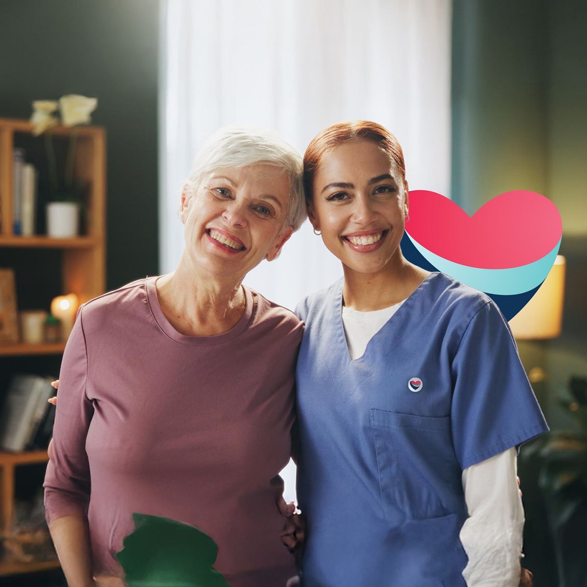 A Harbor caregiver with a resident